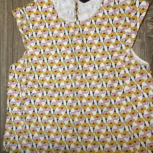 Zara Floral Yellow Pink Sleeveless Top Size S